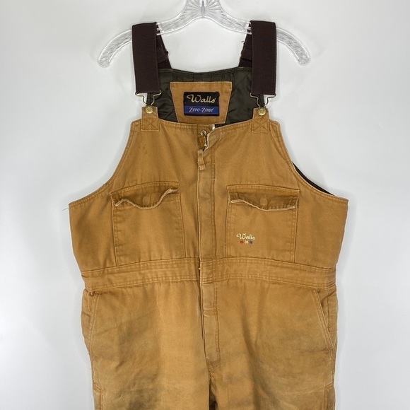 Walls Zero Zone Insulated Canvas Bibs Coveralls Size XL Short - Picture 2 of 10